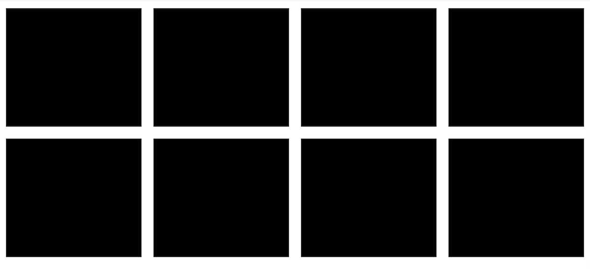 Two rows of black rectangular grid items on a light gray background.